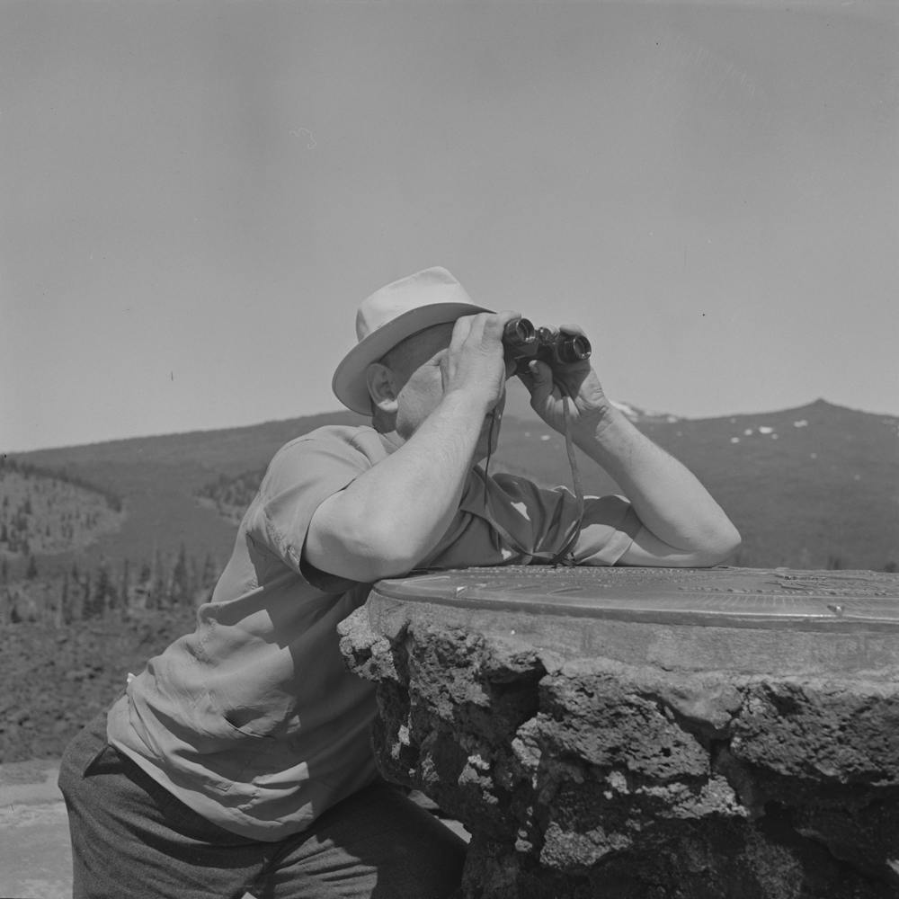 Lane County, Oregon, Tourist At The Dee Wright Observation Point By Russell Lee