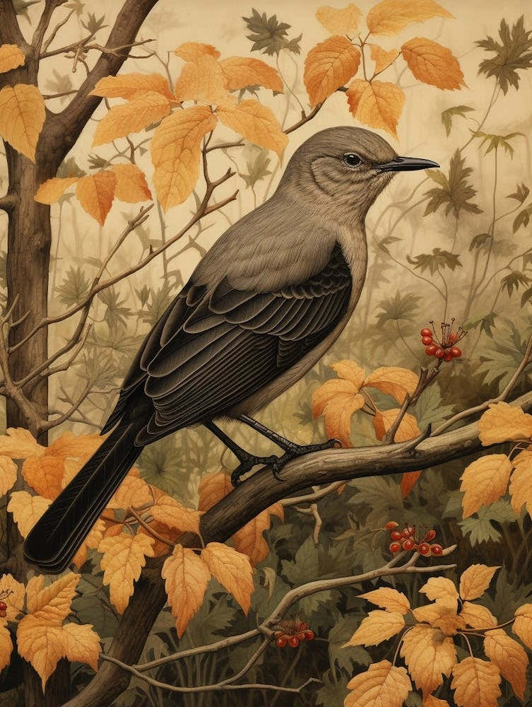 Dark And Moody Botanical Mockingbird 4