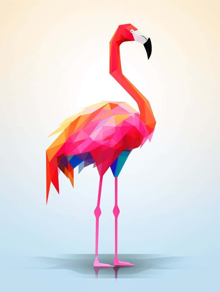 Colourful Geometric Bird Greater Flamingo 4