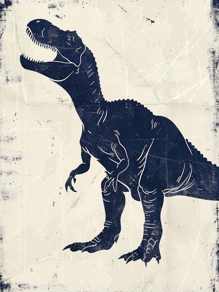 T Rex Navy Blue Dinosaur Silhouette
