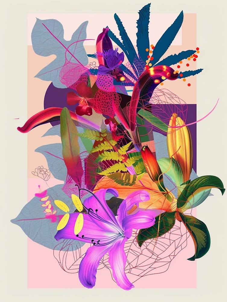 Kangaroo Paw 2 Neon Flower Collage