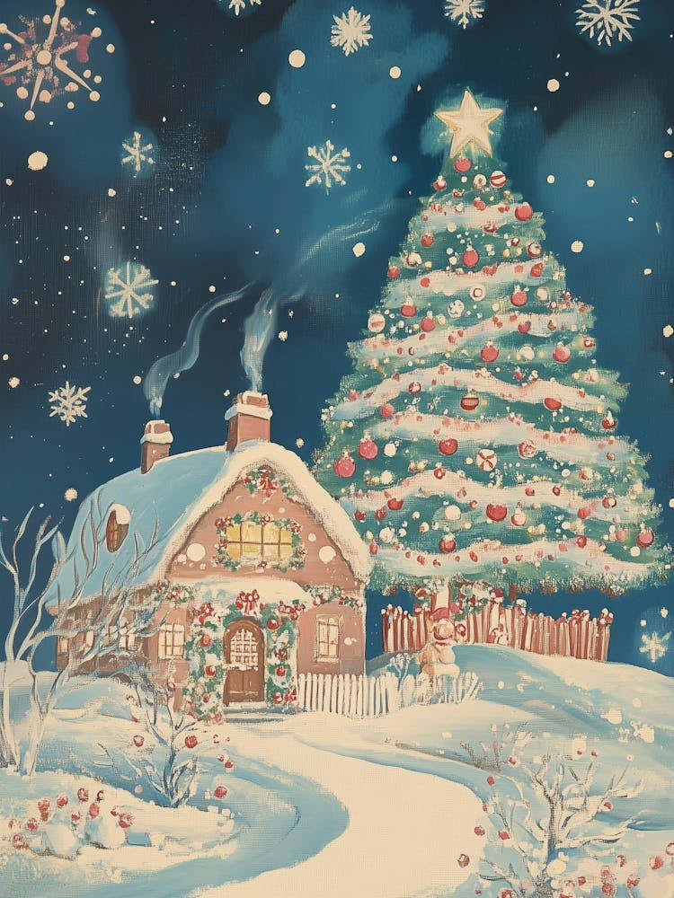 Snow Christmas Tree Gingerbread House