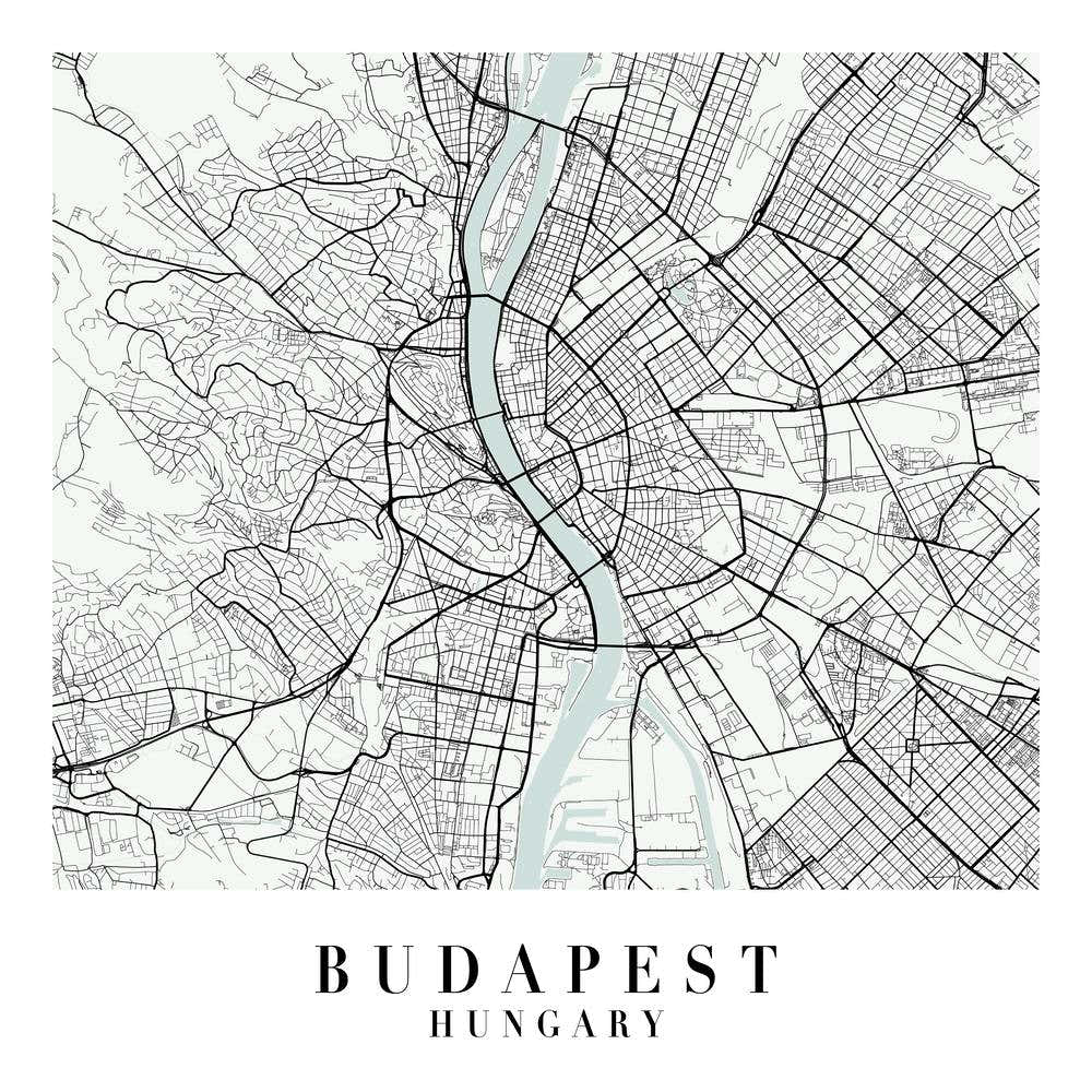 Budapest Hungary Street Map Minimal Color Square