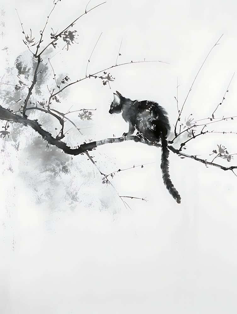Cat On A Tree Branch