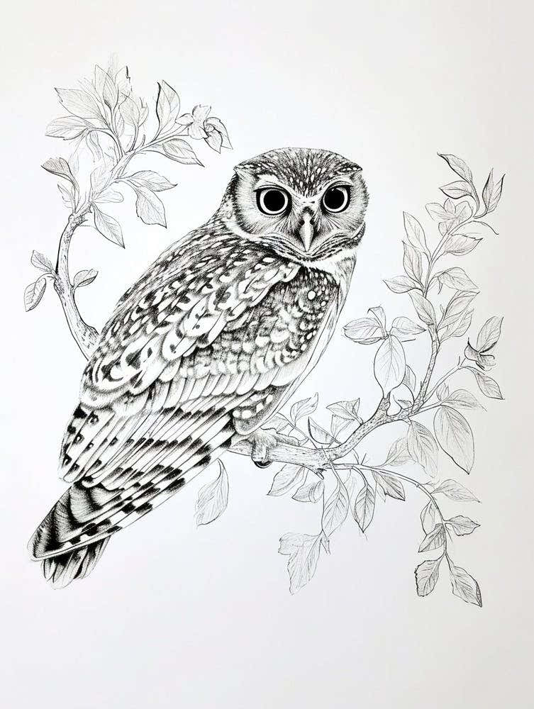 Burmese Fish Owl Drawing 1