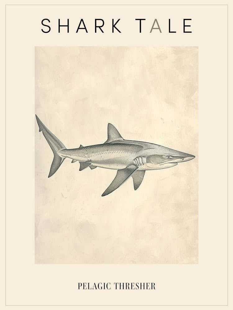 Pelagic Thresher Vintage Illustration 1 Poster
