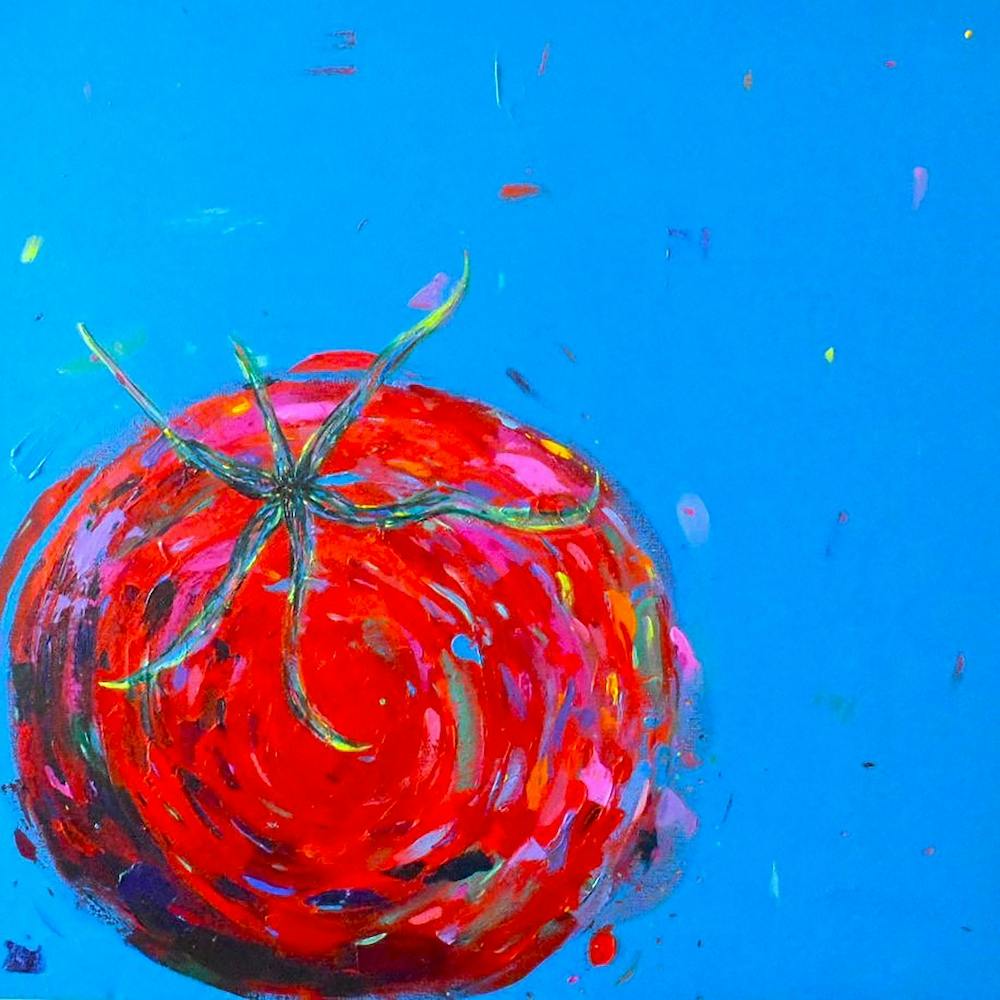 Tomato On Blue Square