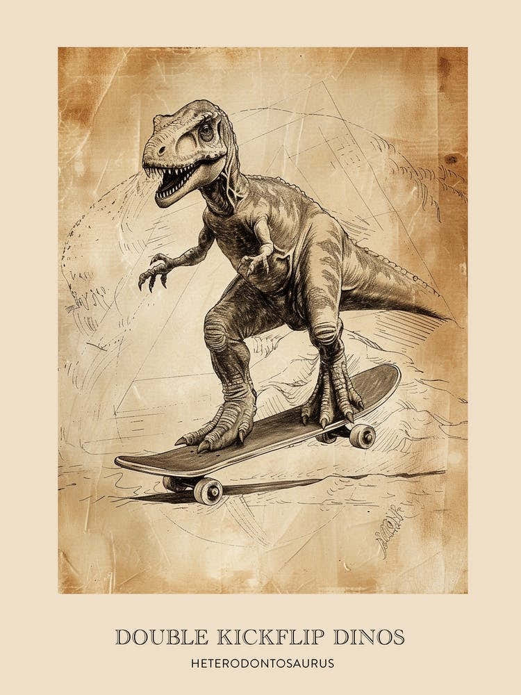 Heterodontosaurus Vintage Dinosaur Poster 1
