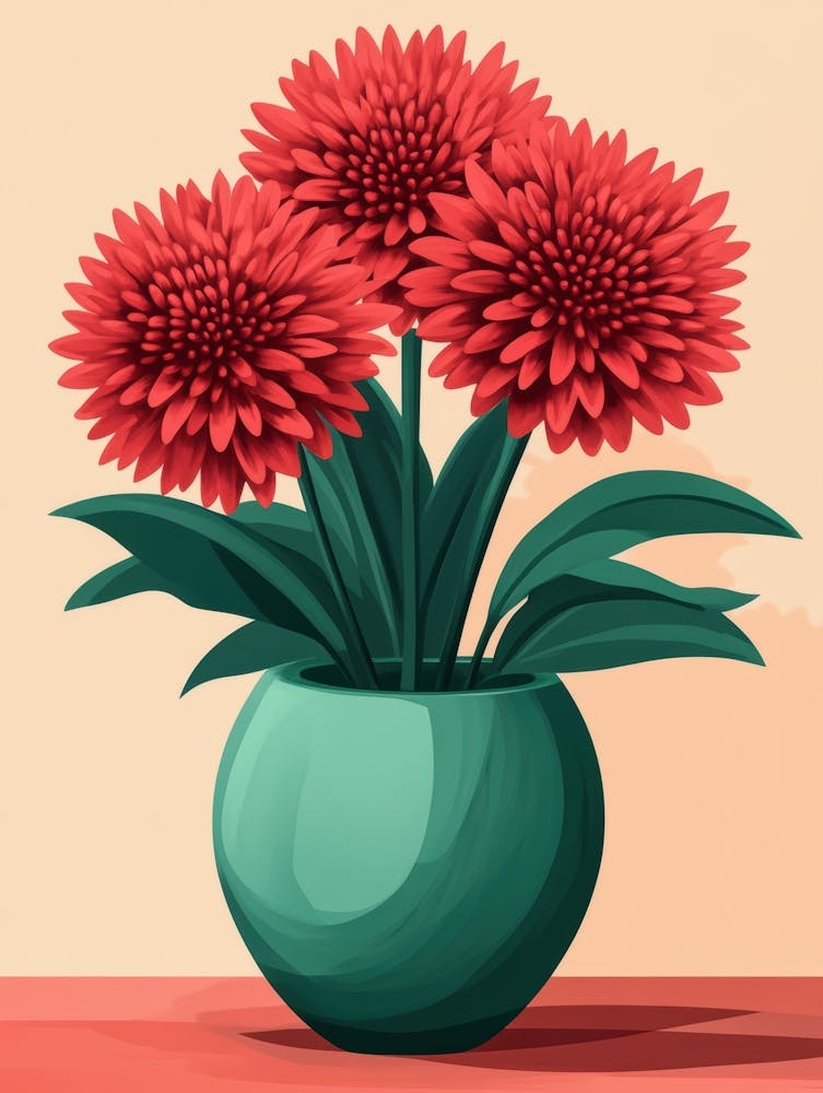 Red Flowers In A Vase 2