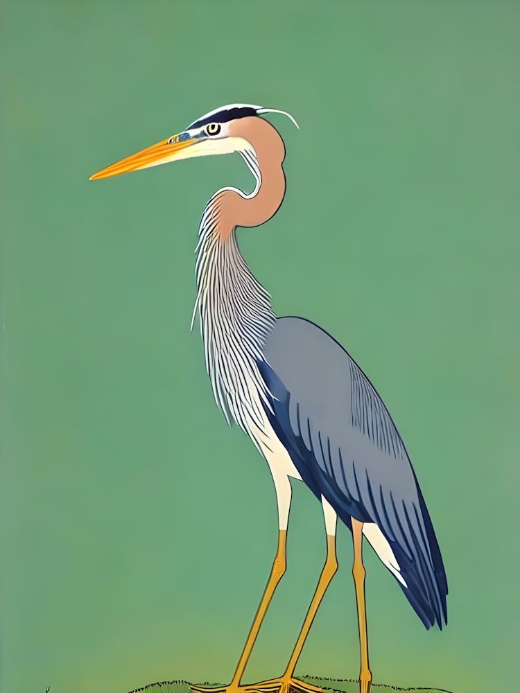 Great Blue Heron Midcentury Illustration