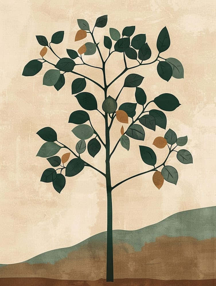 Paulownia Tree Minimal Japandi Illustration 2