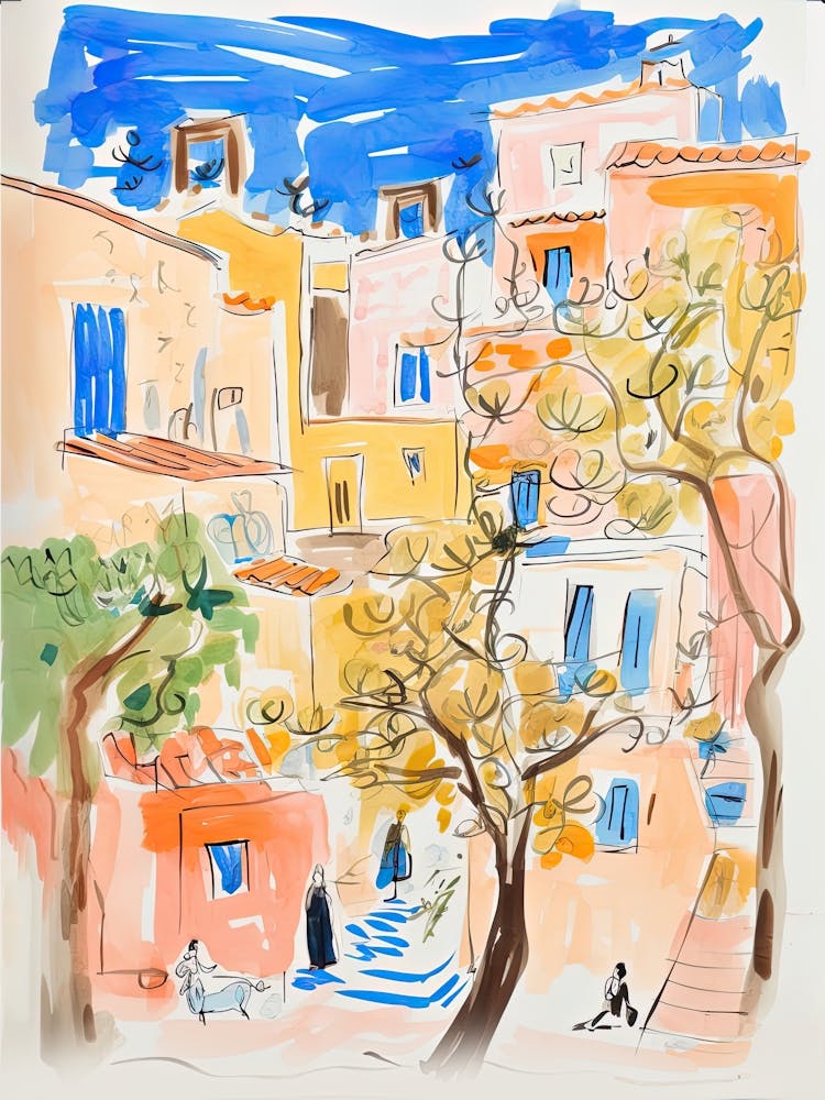 Athens, Dreamy Storybook Illustration 2