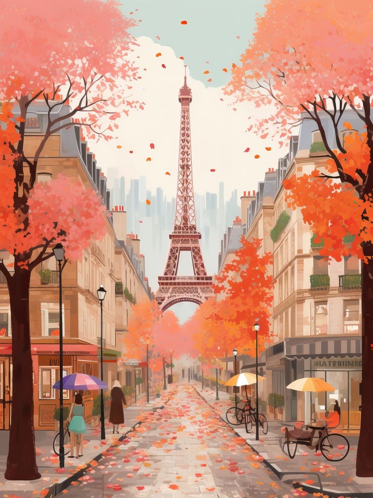 Paris In Autumn Fall Travel Art 1