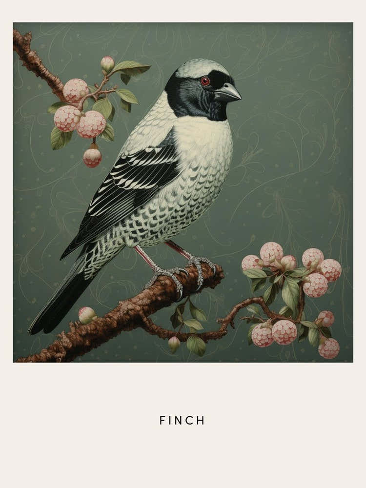 Ohara Koson Inspired Bird Painting Finch 1 Poster