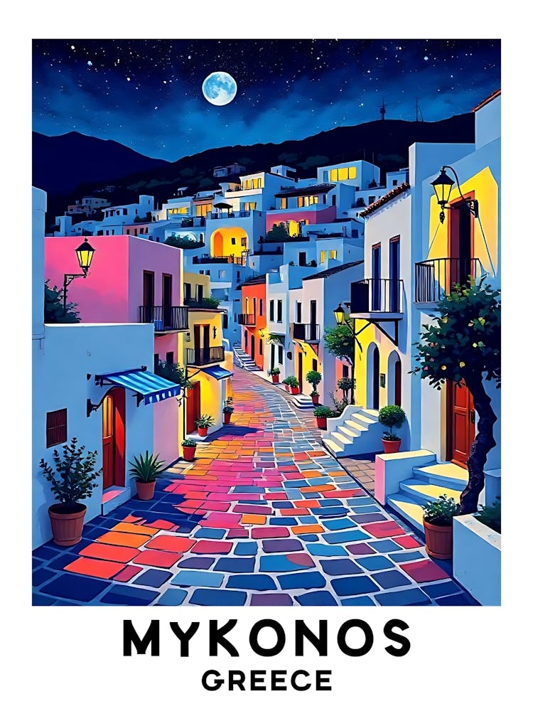 Mykonos - Greece Vintage Travel Poster 47