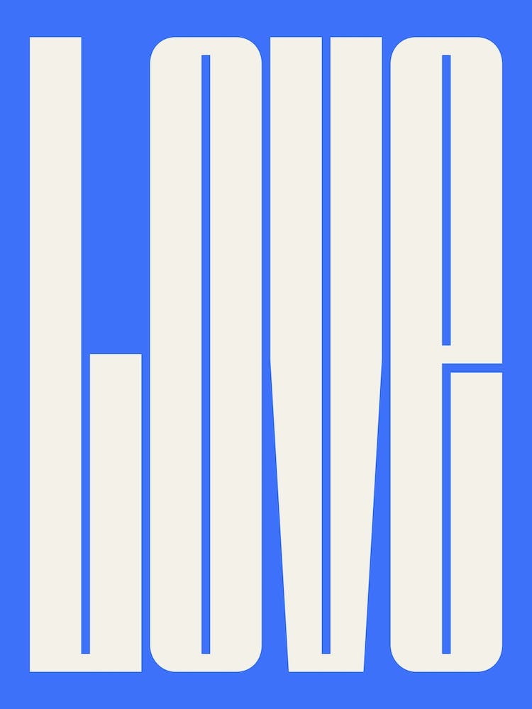 Blue Typographic Love