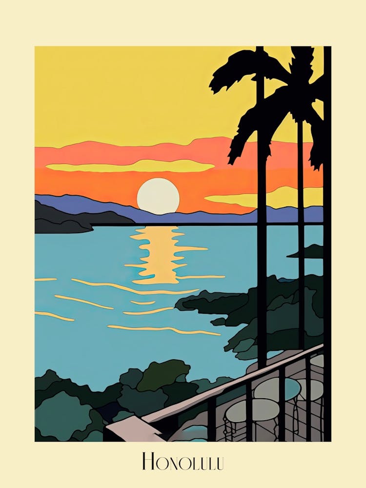 Poster Of Minimal Design Style Of Honolulu Hawaii, Usa 1