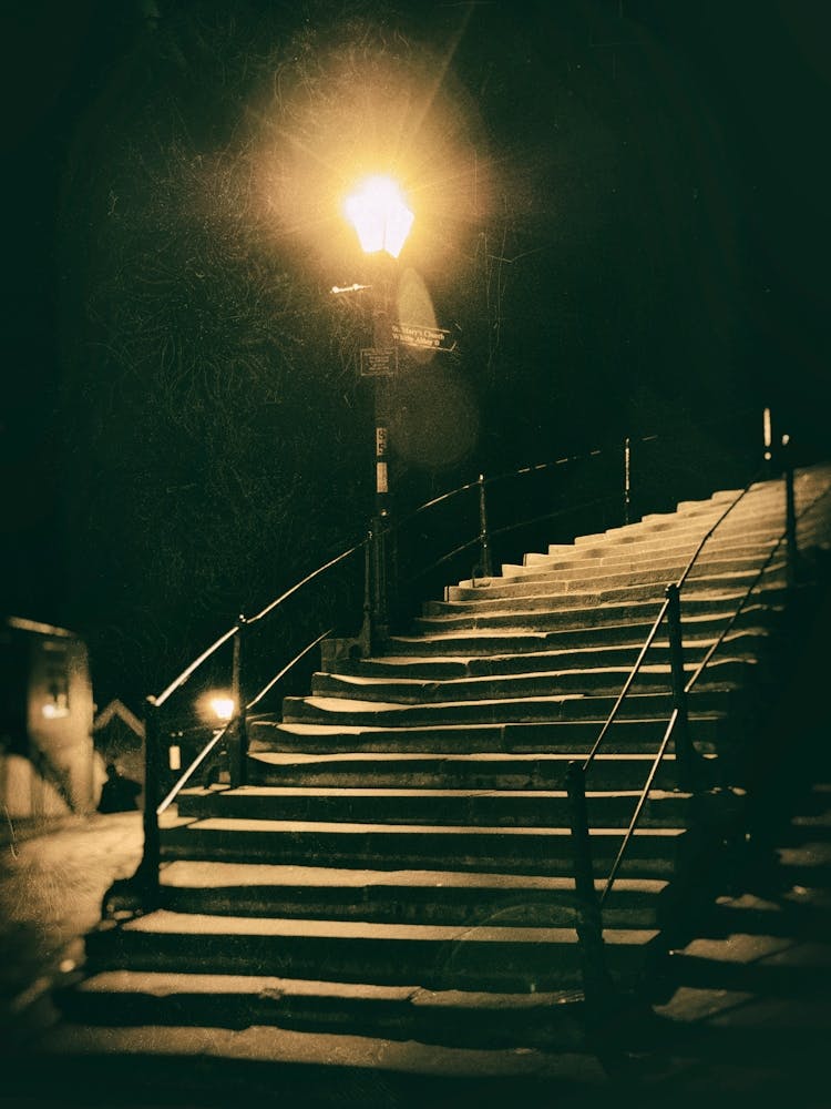 Whitby Steps At Night