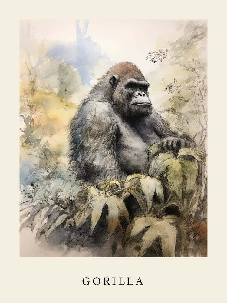 Beatrix Potter Inspired  Animal Watercolour Gorilla 3