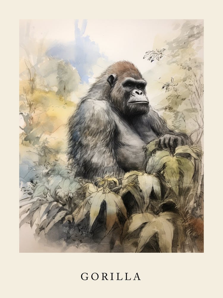 Beatrix Potter Inspired  Animal Watercolour Gorilla 3
