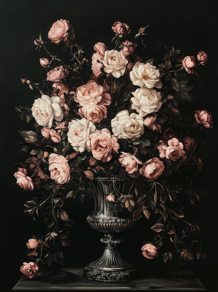 Roses In A Silver Vase 1