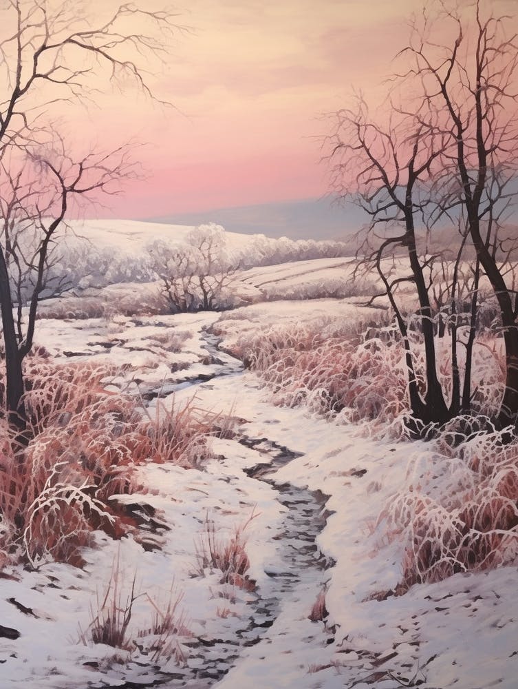 Dreamy Winter Painting The North York Moors England 1