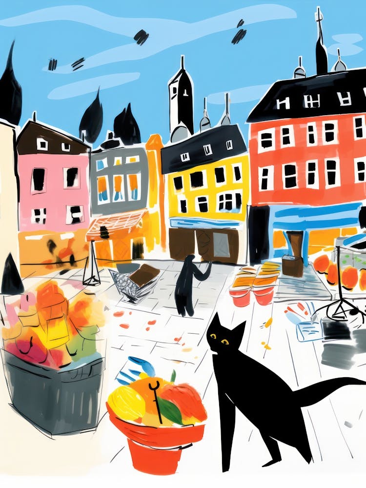 The Food Market In Oslo 4 Illustration