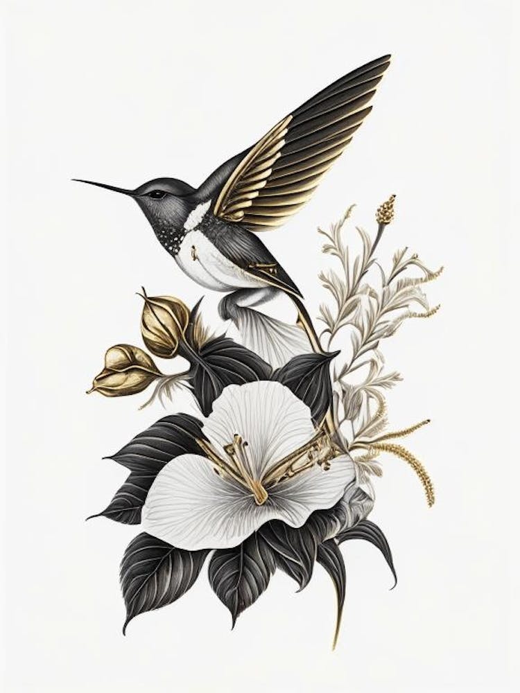 Berylline Hummingbird Vintage Gold & Black