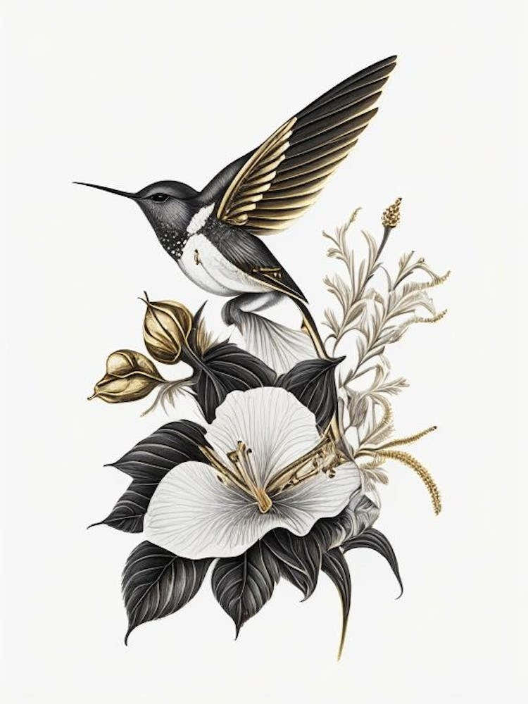 Berylline Hummingbird Vintage Gold & Black