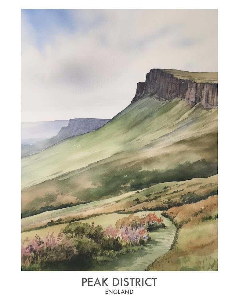 Peak District 11 Watercolour Travel Poster