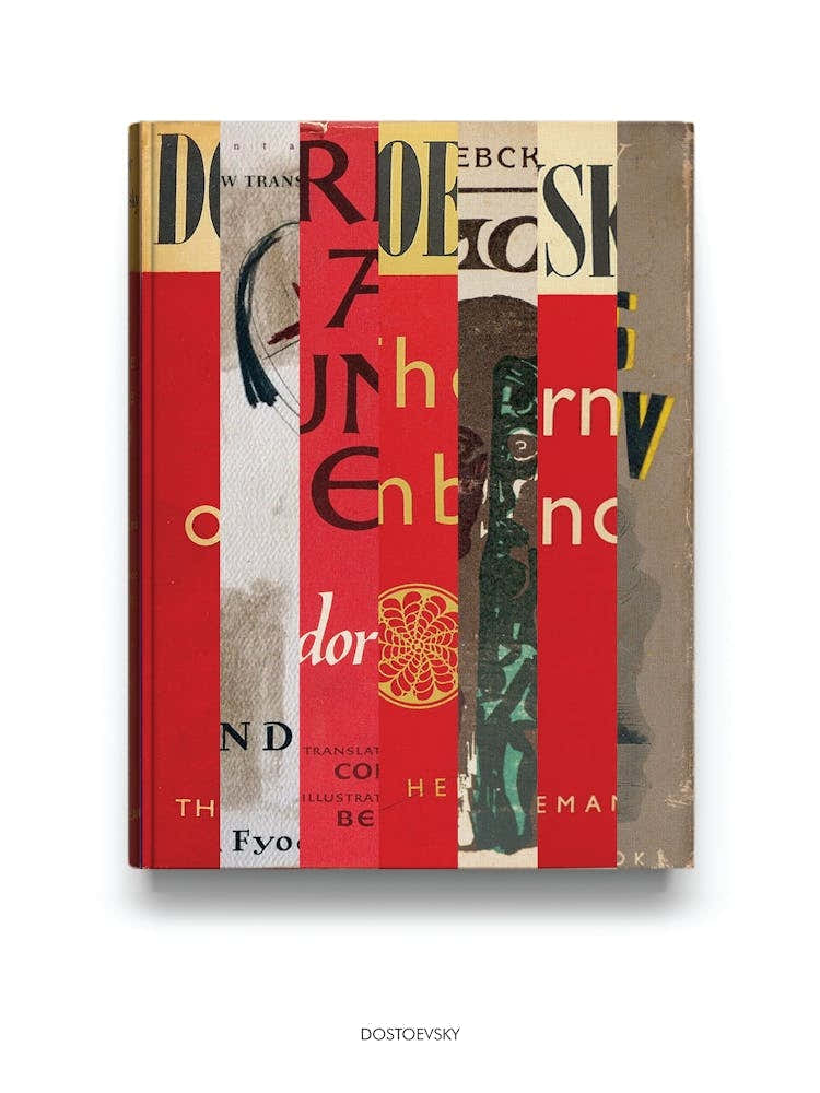 Fyodor Dostoevsky - Book Lover Abstract Print -First Edition Covers