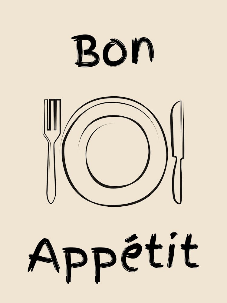 Bon Appetit B&W Poster