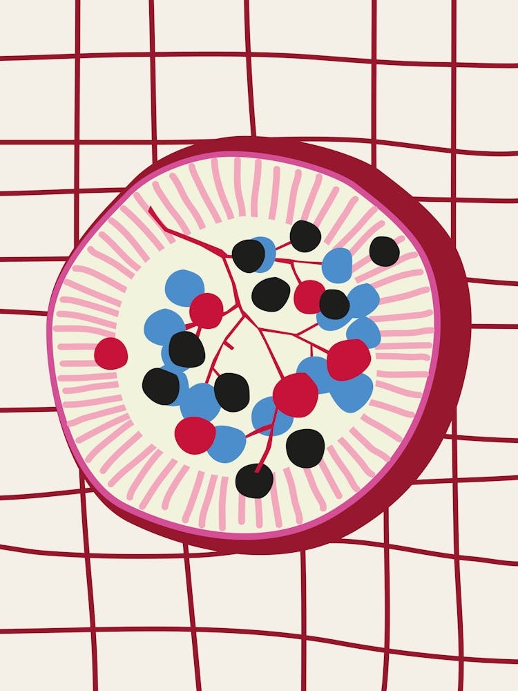 Food Illustration Blueberries Preppy Contemporary Kitchen