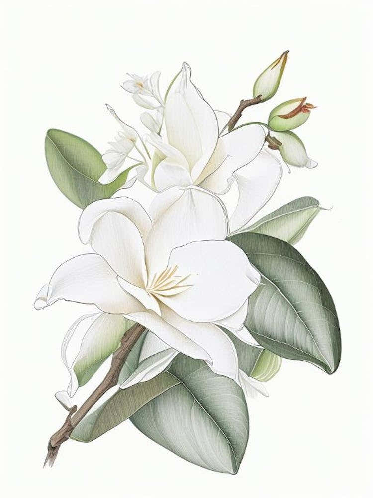 Gardenia Floral Quentin Blake Inspired Illustration 2 Flower