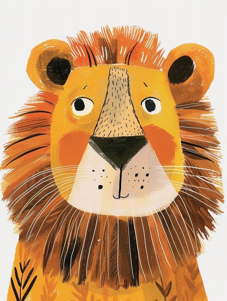 African Lion Portrait Close Up Clipart 1