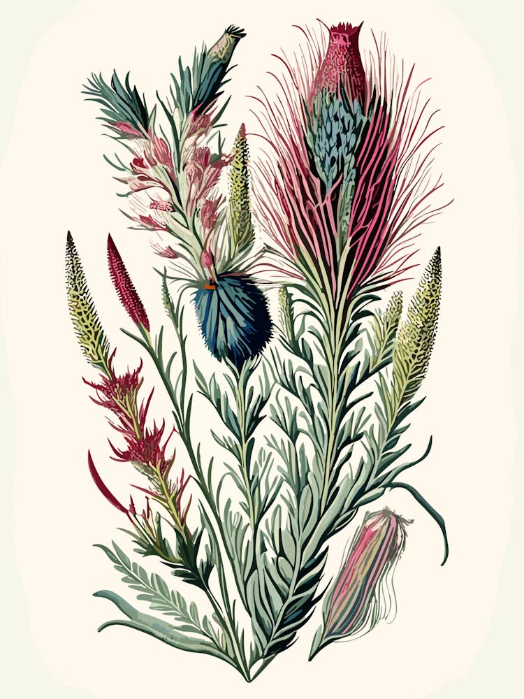 Gayfeather Wildflower Vintage Botanical