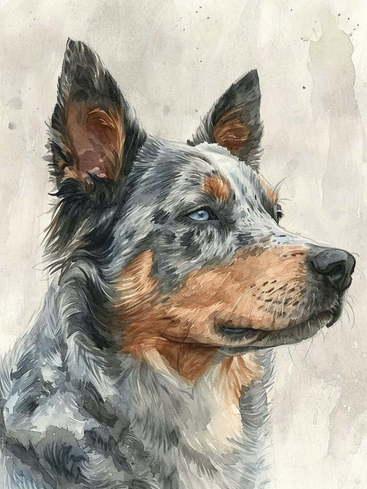 Australian Shepherd Dog Watercolor Painting 2