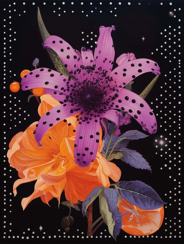 Surreal Florals Lilac 4 Flower Painting