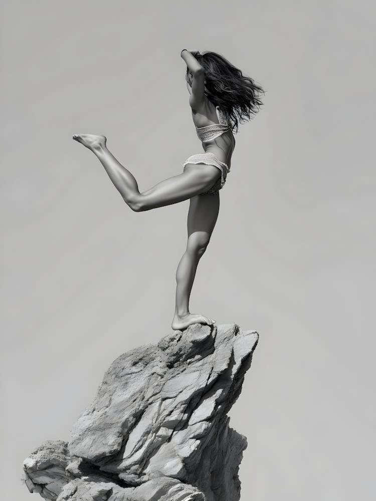 Woman On Top Of A Rock