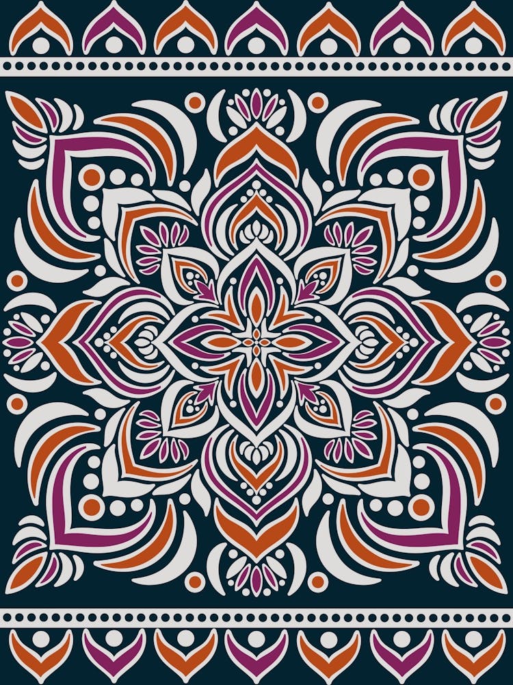 WA240021 - Vibrant Mandala with Purple and Orange - Colorful Bohemian Art
