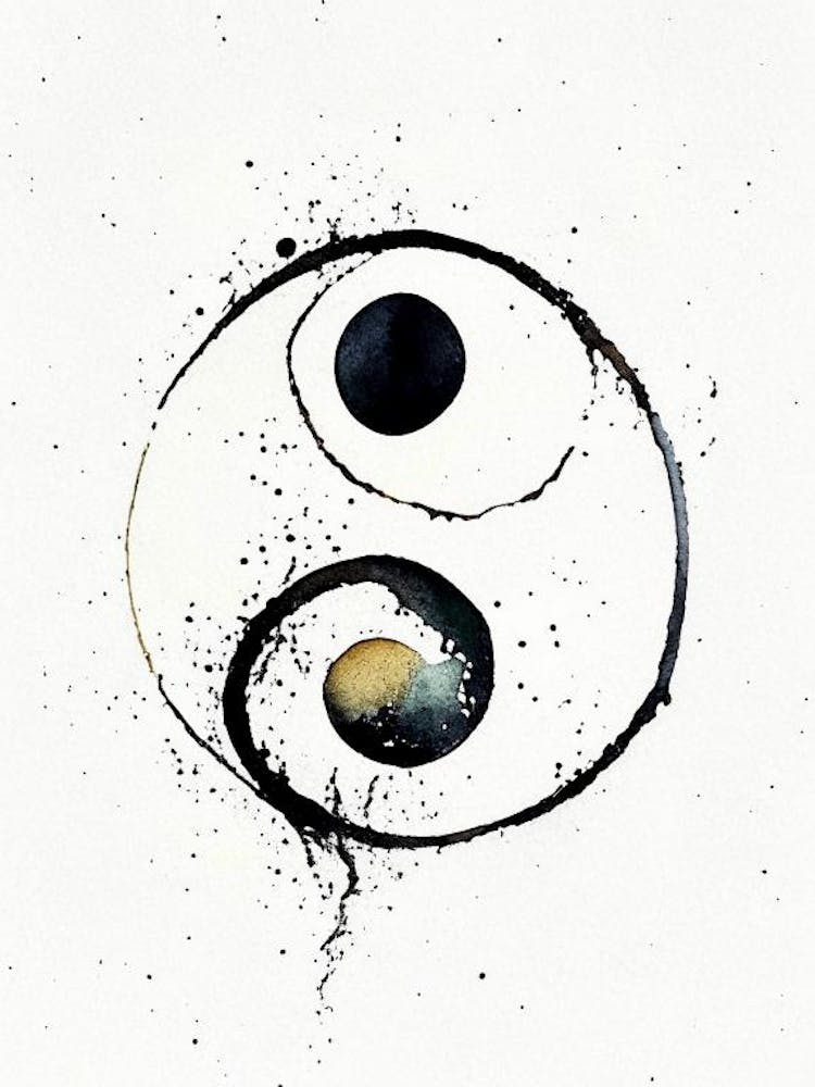 Yin Yang Symbol Minimal Watercolour