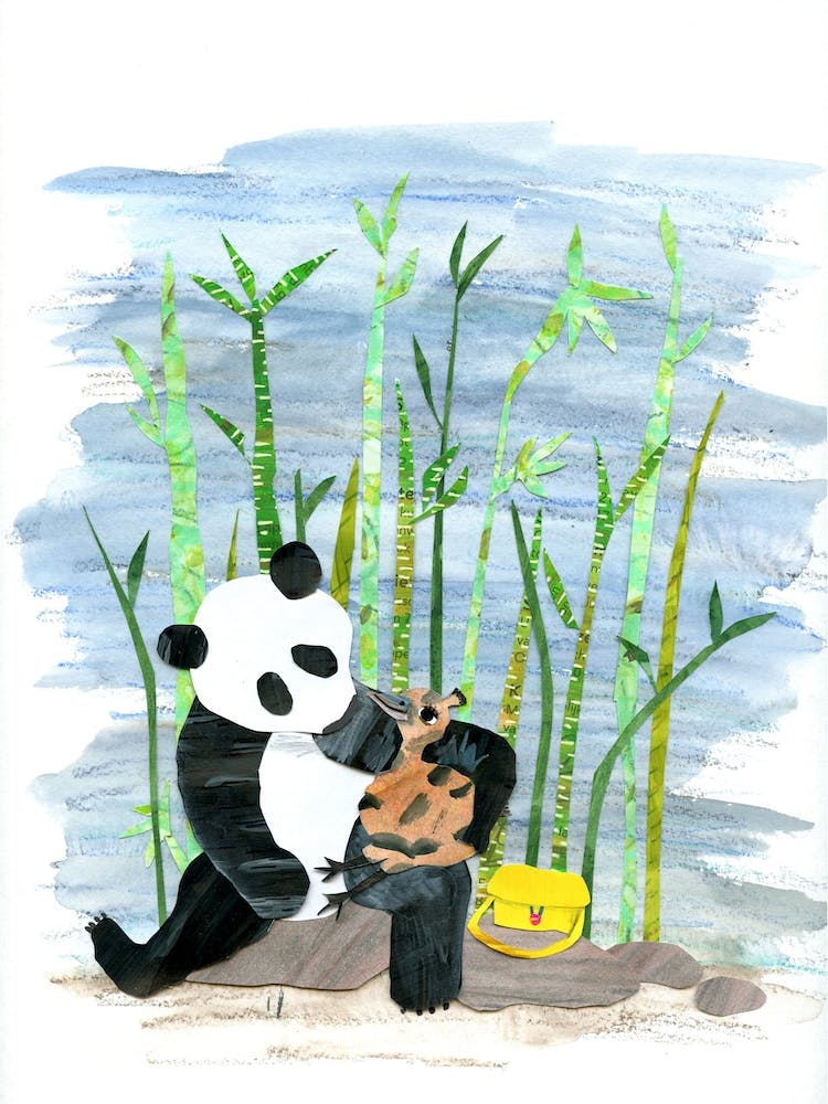 Panda And Baby Peacock