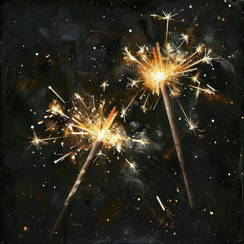 Sparklers On Black Background