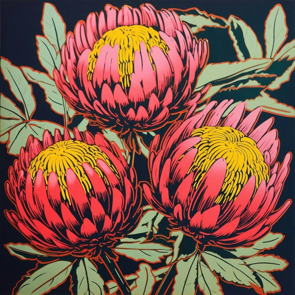 Protea 1 Pop Art Illustration Square