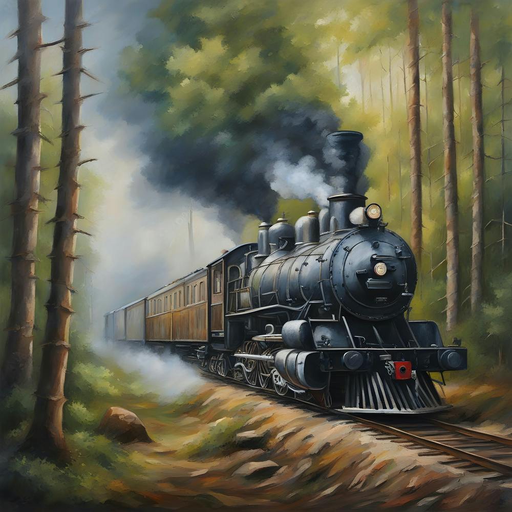 Steam Train In The Woods
