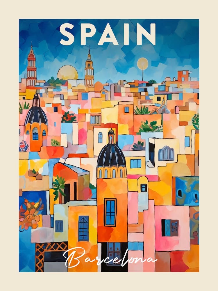 Barcelona Spain 3 Fauvist Painting  Travel Poster