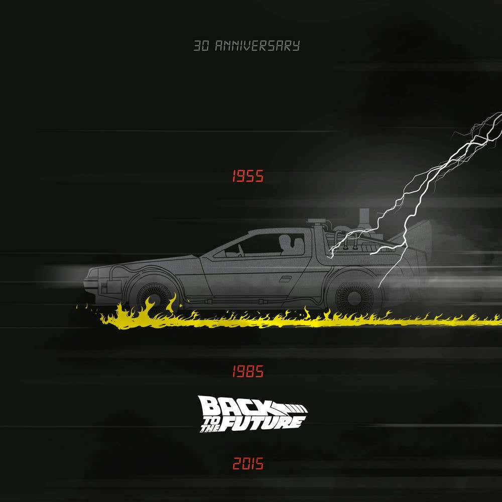 Delorean Back To The Future Movie Square