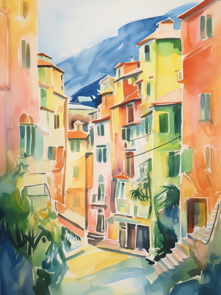 Cinque Terre, Italy Watercolour Streets 2