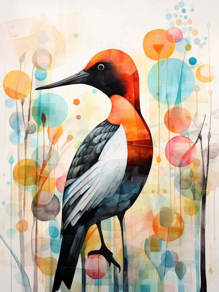 Bird Painting Collage Canvasback 3