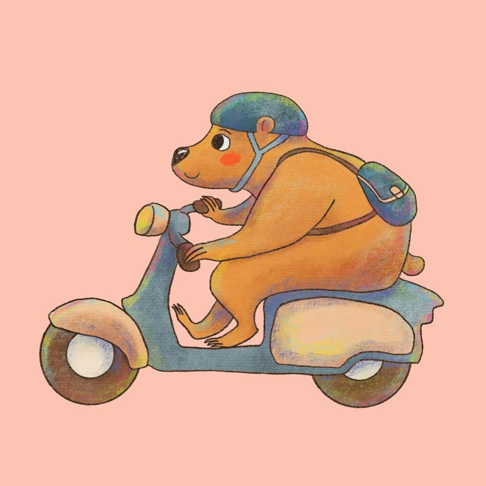 Commuter Bear Riding A Scooter Animals on Vehicles